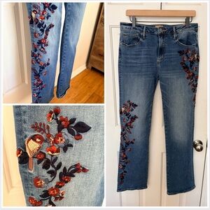 Driftwood Kelly Embroidered Floral Bird Denim Jeans
